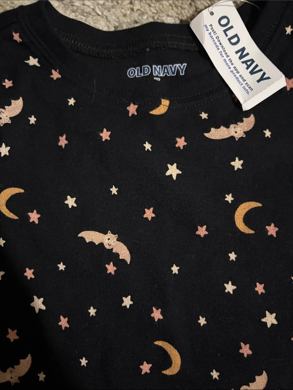 3/$20! Old Navy Black Moon & Star holiday Kids Pajama Set Halloween bat girls 3t